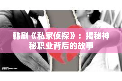 韩剧《私家侦探》：揭秘神秘职业背后的故事