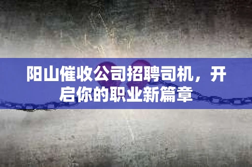 阳山催收公司招聘司机，开启你的职业新篇章