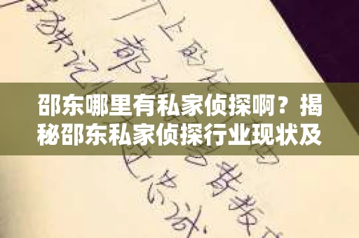 邵东哪里有私家侦探啊？揭秘邵东私家侦探行业现状及选择指南